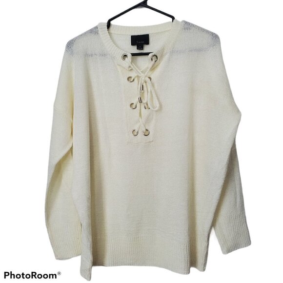 Lumière cream lace-up sweater - Picture 2 of 4